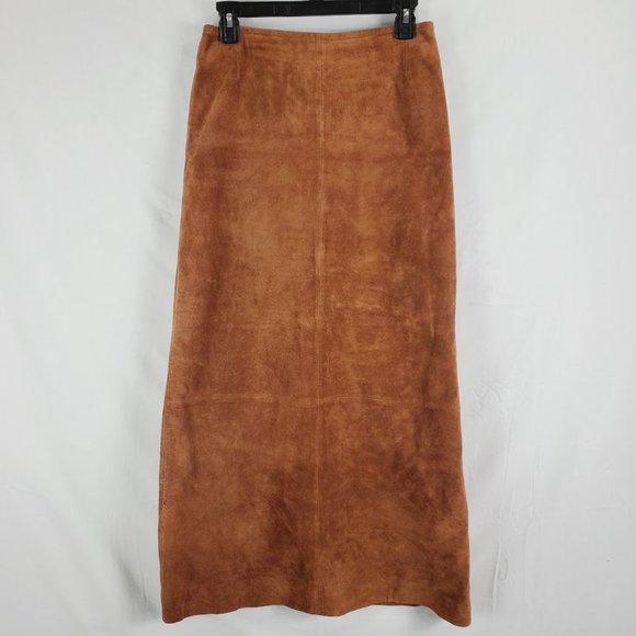 Wilsons Leather Dresses & Skirts - Vintage Wilsons Leather Cognac Suede Midi Skirt Size 6 Western Cowgirl Southwest